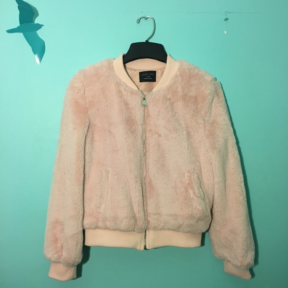 Faux Pink Fur Coat